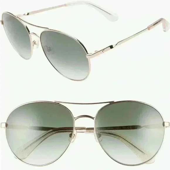 Kate Spade New York Joshelle 60mm Aviator Sunglasses in Gold/ Nude/Green NWT - Picture 2 of 8